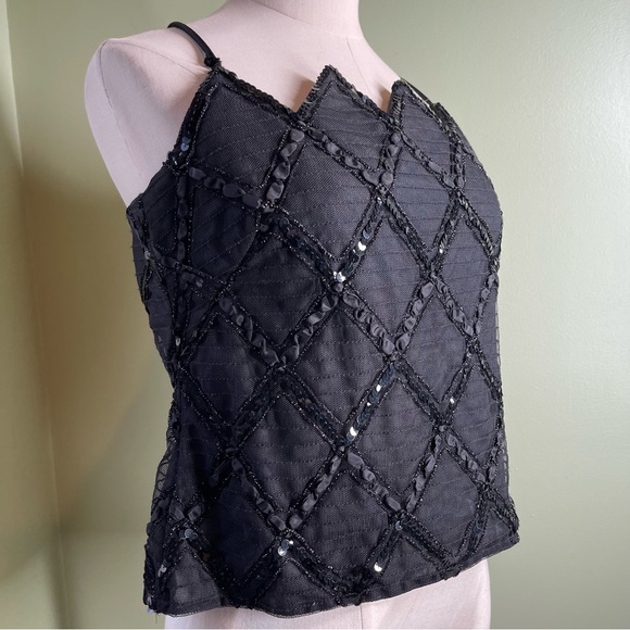 Vintage Prophecy Women’s Black Formal Sequined Spaghetti Strap Top - Size 14 - Picture 3 of 5